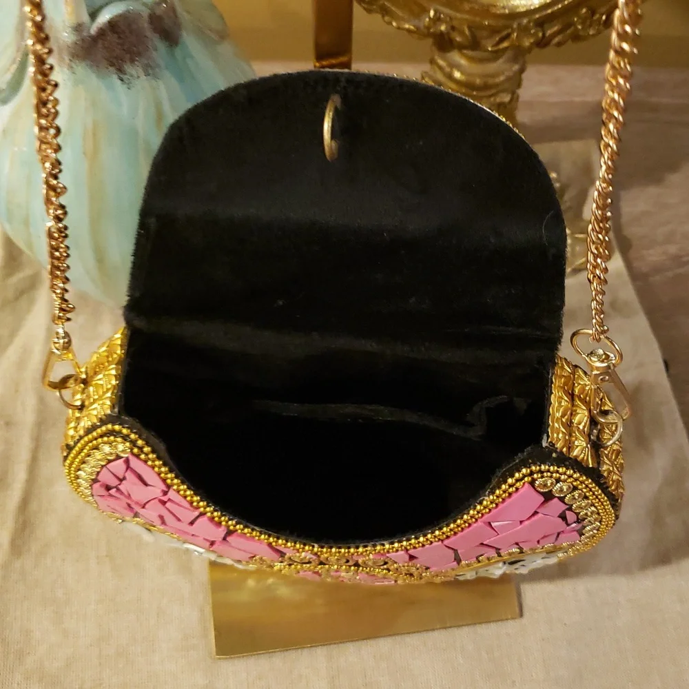 RAMLA Mosaic Crossbody Bag in Pink, Blue & Gold (NWOT - MSRP $275) - Picture 6 of 13